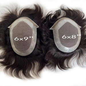 Hollywood <b>Mens</b> Bleached Knots Natural Wave Human Hair <b>Wigs</b> Male Toupee Piece Hair System Hair <b>for</b> Best Price Good Quality#1B - Product Image 4