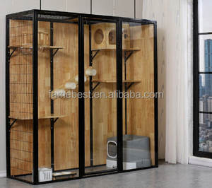 Lüks kedi evi yüksek kaliteli büyük uzay ile kapı ahşap kedi evi ahşap kedi kafesi pet için - Product Image 6