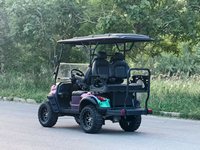 Voiture de golf électrique 4 places, batterie lithium, 4 roues motrices, pneus tout-terrain, contrôleur Curtis, éclairage LED, certifiée CE, 5 kW haute puissance