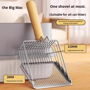 Pelle à litière pour chat en acier inoxydable, résistante à la corrosion, fond antiadhésif, taille universelle, outil pour les excréments de chat - Product Image 3