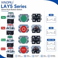 Tombol Tekan LAY5 22mm IP65 10A Flush Raised Push Button Switch Momentary Latching Panel Mount Start Stop Control Button