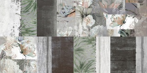 Carta Adesiva Ecologica in Seta Impermeabile Facile da Applicare Fai-da-Te Rivestimento Murale Effetto Cemento con Motivi di Erba Verde, Fiori e <span class=keywords><strong>Farfalle</strong></span> - Product Image 5