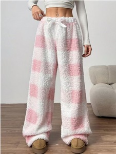 Pantalon large décontracté imprimé à lacets pour femme, collection automne/hiver, en stock, pantalon long chaud et doux pour femme. - Product Image 1