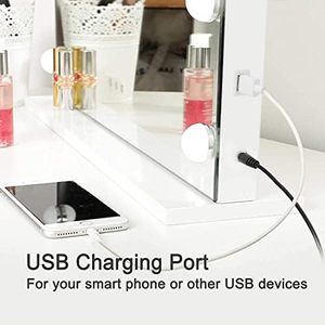 Modern 13-Drawer White Glass Standing Panel <b>Dressing</b> Table with LED Jewellery Box Adjustable Mirror Dresser Bedroom Home Use - Product Image 2
