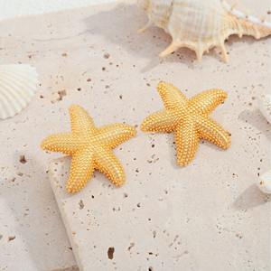 Pendientes de tuerca de estrella de mar chapados en oro de 18 quilates de acero inoxidable 2025, nuevo diseño de verano, pendientes de playa a la moda para regalos - Product Image 5