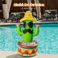 Chapeau Sombrero Cactus Gonflable en Plastique de 43 pouces, Fournitures de Fête Fiesta Cinco De Mayo, Décoration de Fête à la Piscine