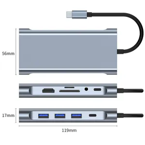 type-c docking station 11 in 1 with hdmi network card all-in-one converter usb hub docking station