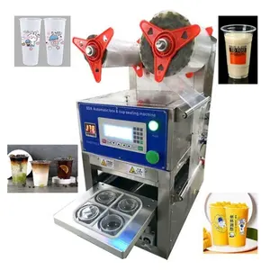 Plastic PP 4 Cups Sealer Machine Automatic Bubble Tea Cup Sealing Machine