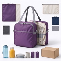 Sac à bandoulière pour pique-nique avec deux compartiments zippés, porte-ustensiles et poignées de transport pour le camping, les voyages et les repas en plein air