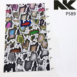 P589 nouvelle couleur motif de serpent <span class=keywords><strong>python</strong></span> PU cuir artificiel pour sacs, sacs à main, ceintures, matériaux pour chaussures - Product Image 6