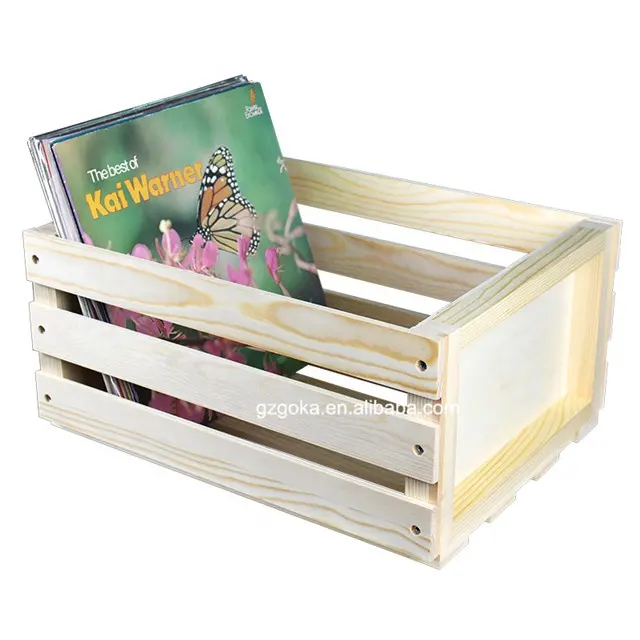 De Madera de bambú/registro de almacenamiento de caja de vinilo titular caso registro organizador de LP almacenamiento caja