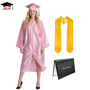 Robe de graduation <span class=keywords><strong>rose</strong></span> brillante avec toque pour adulte, ensemble universitaire lycée et université, robe de remise de diplôme 2026 et étole dorée - Product Image 4