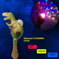 Baguette lumineuse à LED multicolore avec dôme rotatif clignotant pour dinosaure bâton de projection Disco avec son jouet pour enfants