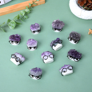 <strong>Wholesale</strong> Spirit <strong>Crystal</strong> Craft Amethyst Cluster Hamtaro Amethyst Hedgehog Carving with Glasses - Product Image 5
