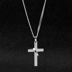 2026 New Exquisite Titanium Steel Silver Plated Letter <b>Cross</b> Pendant Necklace Fashion Unisex's Necklaces Wholesale Jewelry - Product Image 3