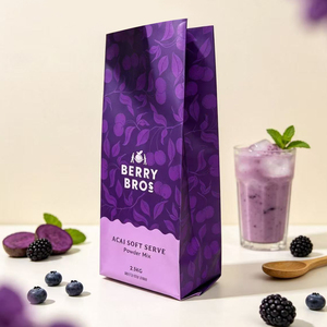 Pochette alimentaire à soufflet latéral avec logo personnalisé, grande capacité, thermoscellable, pour 2,5 kg de poudre de fruits secs - Product Image 2