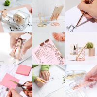 Set de Papelería de Plástico para Oficina: Grapadora, Desgrapadora, Portacintas, Bolígrafo, Bloc de Notas, Cuaderno y Tijeras