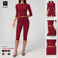 Nouveaux ensembles de vêtements de sport personnalisés pour femmes, pantalon capri de yoga, haut à séchage rapide, course à pied, décontracté, gym, fitness, yoga