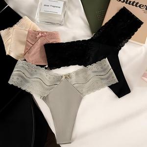 Culotte string en dentelle pour femme, douce, sans couture, en soie glacée, sexy, confortable, taille basse, tendance - Product Image 2