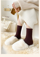 Chaussettes en laine mérinos pour femmes, douces, de haute qualité, épaisses, tendance, pour l'hiver, vente en gros