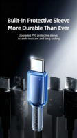 Câble de charge rapide tressé 3-en-1 60W 1,2M USB-A/Type-C QC, transfert de données, gaine PVC, multicolore, pour mobile