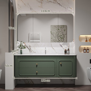 ตู้ห้องน้ำแบบรวมพร้อมอ่างเซรามิกสไตล์ฝรั่งเศสย้อนยุคแบบกำหนดเองได้ พร้อมตู้กระจกอัจฉริยะ - Product Image 6