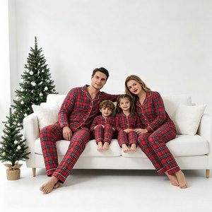 Wholesale Matching Family Christmas <b>Pajamas</b> <b>Set</b> Red Plaid Button Down Sleepwear Custom Holiday PJs <b>for</b> Adults Kids Baby - Product Image 4
