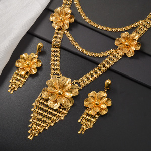 Boucles d'oreilles pendantes de luxe vintage en cuivre, plaquées or 18 carats, style western, grandes fleurs, multi-pampilles, chaîne multicouche pour femme - Product Image 5