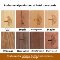 Logo kustom cetak ramah lingkungan Cherry Wood NFC Smart Hotel kartu akses Kamar terukir kayu Sensor IC kerajinan kayu tanda dinding