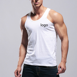 Wholesale <strong>White</strong> Plain Dye Solid O-Neck 100% Cotton Casual Muscle Tank Tops <strong>Vest</strong> for <strong>Mens</strong> - Product Image 1