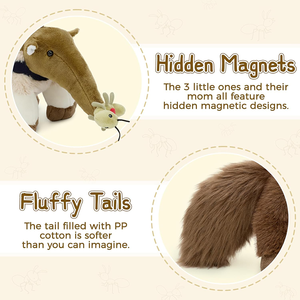 Gioco Interattivo di Alimentazione Animale: Peluche Magnetico Anteater Marrone con Coda Soffice e 3 Formiche, 45 cm - Avventura nella Natura Selvaggia - Product Image 2