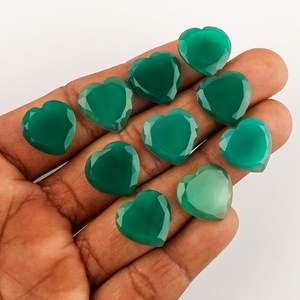 Piedras Preciosas de Ónix Verde en Forma de Corazón de 16 mm, Corte Rosa Facetado, para la Fabricación de Joyas, Cabujones Sueltos, Suministros para Manualidades - Product Image 2