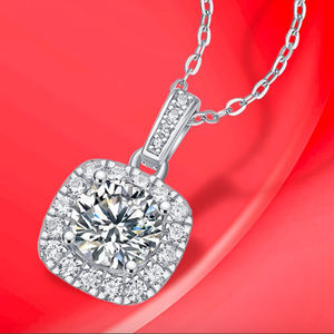 สร้อยคอจี้เงินแท้ 925 ชุบแพลตตินั่ม ประดับเพชรโมอิสซาไนต์ 1 กะรัต สำหรับผู้หญิง แฟชั่นคลาสสิก เครื่องประดับงานแต่งงาน - Product Image 4