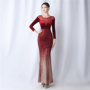 18291 # donna atmosfera High-end elegante banchetto annuale temperamento da sera in <span class=keywords><strong>velluto</strong></span> a <span class=keywords><strong>maniche</strong></span> <span class=keywords><strong>lunghe</strong></span> - Product Image 5