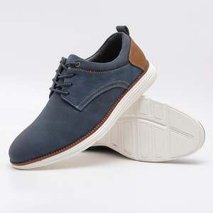Chaussures pour hommes tendance et absorbantes, style marche et voyage en extérieur, en textile bleu marine, avec empiècement de talon en cuir de vachette, basses et souples, de ville - Product Image 4