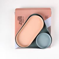 Petit triangle/rond/rectangle personnalisé bon marché de couleur unie mélamine vente en gros d'assiettes à dessert plateaux ensemble de 3 pièces prêtes à expédier