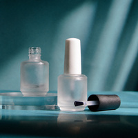 Conteneur cosmétique personnalisé de 15 ml, flacons en verre pour vernis à ongles, forme ronde, finition givrée avec bouchon à vis, vente en gros pour salon de manucure