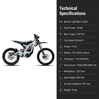 Para Surron Light Bee X Modelo 2026, Motocicleta Eléctrica Todoterreno de 72V 10KW con Cuadro de Aleación Forjada