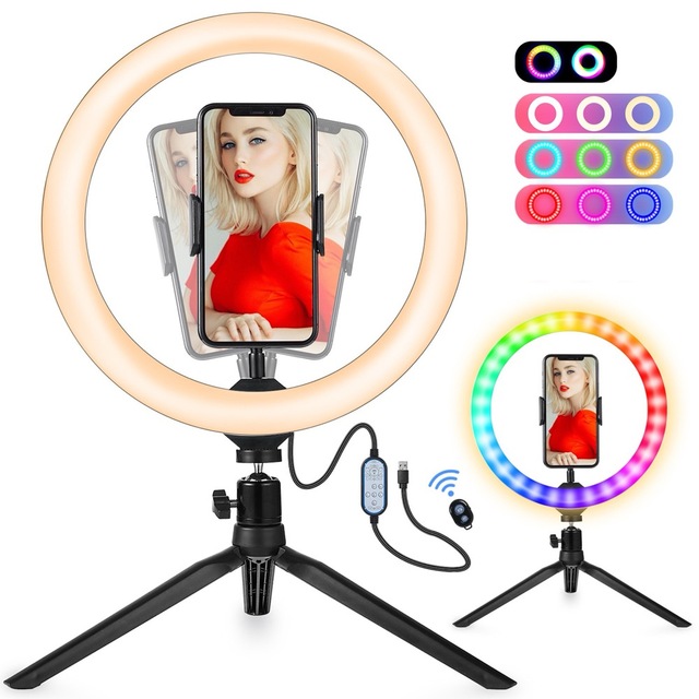 Best-Selling 10.2 Inch Professional Colorful RGB LED Ring Light for Live Stream and Make up Tiktok