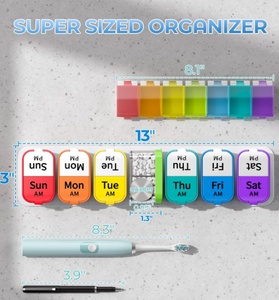 กล่องยาแบบรายสัปดาห์ขนาดใหญ่จุได้เยอะ 7 วัน พร้อมช่องจัดระเบียบเช้า-เย็น  กล่องเก็บยาพลาสติกใช้งานสะดวกสำหรับชีวิตประจำวัน  ลดราคาพิเศษ - Product Image 3