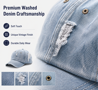 Cappellino da Baseball in Denim Vintage Personalizzato OEM, Cappello Premium in Cotone con Etichetta Privata, Regolabile con Chiusura Snapback, Produzione all'Ingrosso