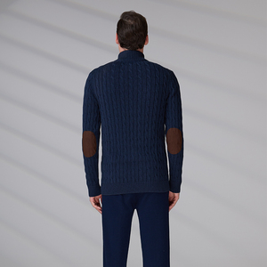 Fabricante de ropa vintage, suéter de punto de invierno con logotipo personalizado bordado, cárdigan con cremallera, suéter informal para hombre - Product Image 4