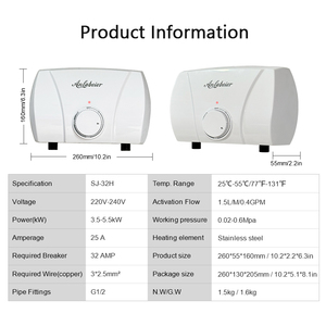 เครื่องทำน้ำอุ่นไฟฟ้าแบบควบคุมด้วยมือ 220V วัสดุตัวเครื่องพลาสติก กำลังไฟ 5500 วัตต์ สำหรับห้องน้ำ จัดส่งตรงจากโรงงาน - Product Image 4