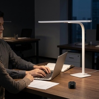 Lampe de bureau LED à col flexible, lumière à spectre complet pour la protection des yeux, avec bouton rotatif
