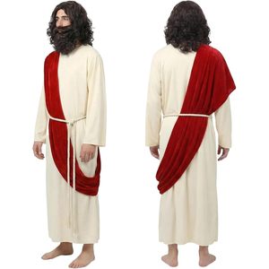 Costume de Jésus SINSEN pour adulte, 3 pièces, robe religieuse avec écharpe rouge et ceinture en corde pour Halloween, Pâques, déguisement - Product Image 2