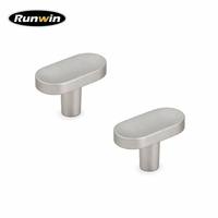 Poignée de meuble ovale elliptique en alliage de zinc nickel mat, forme en T, pour tiroir, installation facile, usage salle de bain, fabrication OEM