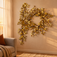 Guirlande de Noël scintillante en branches d'olivier avec décor en acrylique en forme de diamant, feuilles artificielles dorées, pour la maison, le centre commercial, les fêtes