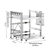 Étagère de rangement rétractable et réglable pour four à micro-ondes, en acier inoxydable, pour organiser le comptoir de cuisine