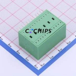 DB2ERH-2.5-2*12P-GN Plug-in Terminal Block Bent Lead Through Hole,P=2.5mm Board-to-Board / Socket - Closed 2x12P 2.5mm Green - Product Image 2