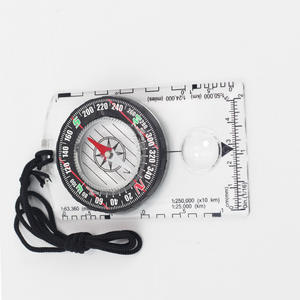 Regla con Escala y Brújula DC361, Herramienta de Mapa para Senderismo al Aire Libre, Puntero de Navegación, Dial Transparente Rojo Fluorescente - Product Image 1